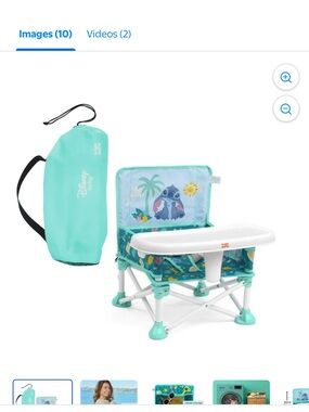 Disney Baby Aqua Foldable Travel Booster Seat with Tray
